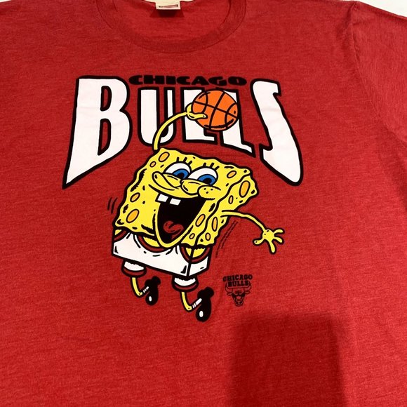 Mens Homage Sponge Bob Chicago Bulls T-shirt Red XXL - Picture 2 of 7